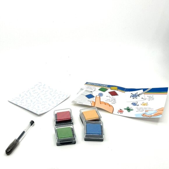 Kid's Mini Finger Ink Kit: Ink Pads, Pen, Paper for Fingerprint Art - Picture 3 of 6